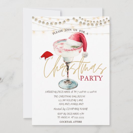 Christmas Drink Santa Hat Stars Christmas  招待状 (正面)