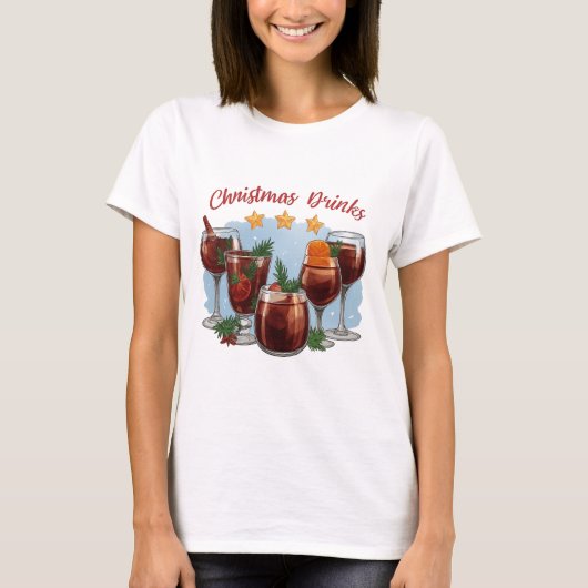 Christmas Drinks Watercolor Print | Festive Mulled Tシャツ (正面)
