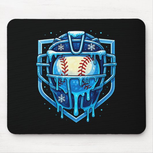 Christmas Drip Baseball Catcher Mask Ice Cream Dri マウスパッド (正面)