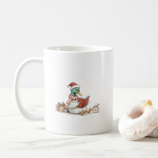 Christmas Duck Reading Book for Cozy Holiday Reade コーヒーマグカップ