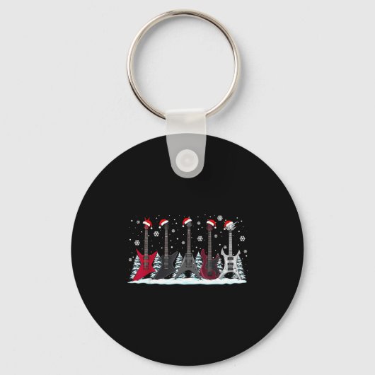 Christmas Electric Guitars Metalhead Guitarist Xma キーホルダー (正面)