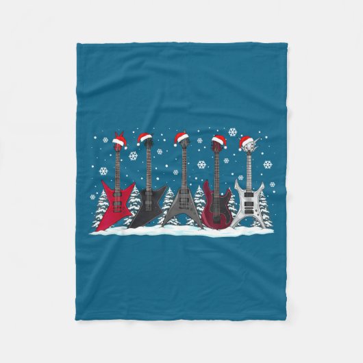 Christmas Electric Guitars Metalhead Guitarist Xma フリースブランケット (正面)