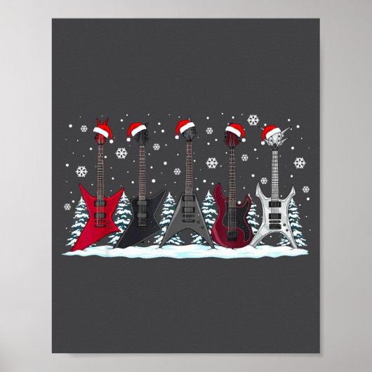 Christmas Electric Guitars Metalhead Guitarist Xma ポスター (正面)