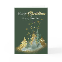 Christmas Elegance: Green and Gold Pine Tree