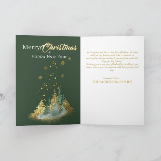 Christmas Elegance: Green and Gold Pine Tree カード (内部)