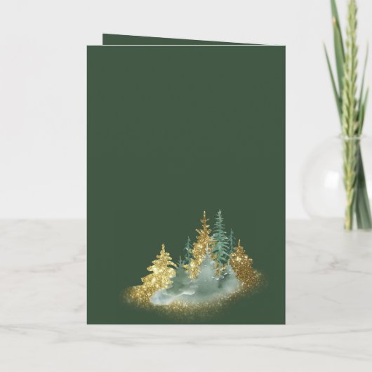 Christmas Elegance: Green and Gold Pine Tree カード (裏面)