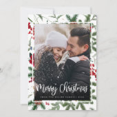 Christmas Elegant Botanical Photo Modern Holiday シーズンカード (正面)