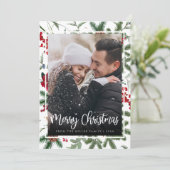 Christmas Elegant Botanical Photo Modern Holiday シーズンカード (スタンド正面)