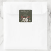 Christmas Elegant Floral Modern Script Family Name スクエアシール (バッグ)