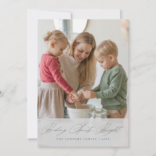 Christmas Elegant Script Baking Spirits Bright  シーズンカード (正面)