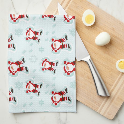 Christmas Elements Santa Claus キッチンタオル (四つ折り)