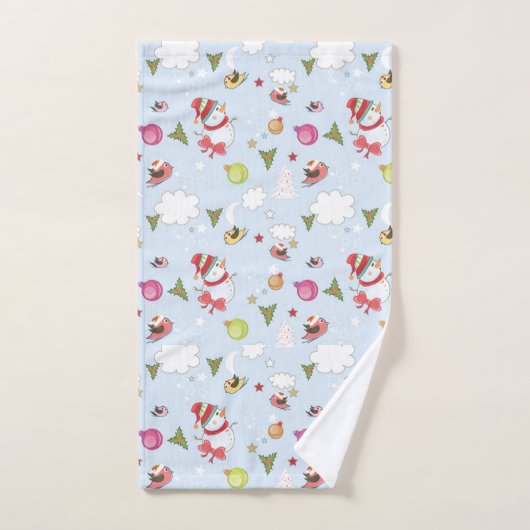 Christmas Elements Snowman Pattern  バスタオルセット (ハンドタオル)