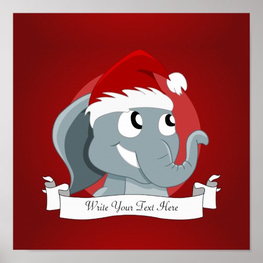 Christmas elephant cartoon ポスター (正面)