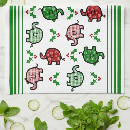 Christmas Elephant Kitchen Towel キッチンタオル (折り畳み)