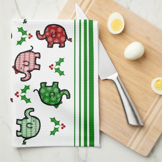 Christmas Elephant Kitchen Towel キッチンタオル (四つ折り)