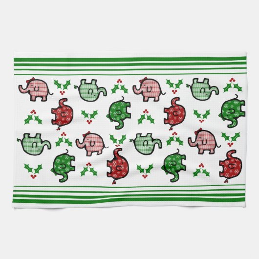 Christmas Elephant Kitchen Towel キッチンタオル (横)