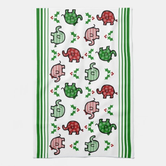 Christmas Elephant Kitchen Towel キッチンタオル (縦)