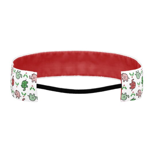 Christmas Elephant Pattern Headband アスレチックヘッドバンド (裏面)