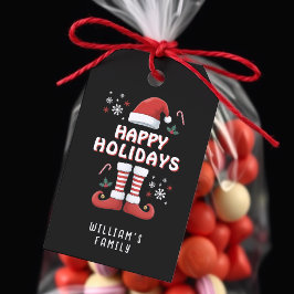 Christmas Elf Boots Santa Claus Hat Black ギフトタグ