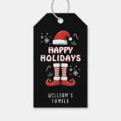 Christmas Elf Boots Santa Claus Hat Black ギフトタグ (正面)