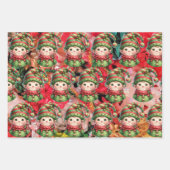 Christmas Elf & Bows & Santa Fun Holiday  ラッピングペーパーシート (正面3)