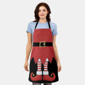 Christmas Elf Holiday Red エプロン (着用した状態)