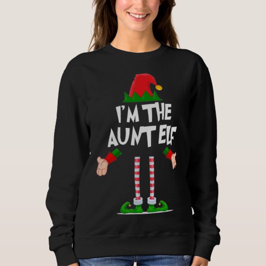 Christmas Elf I'm The Aunt Elf Matching Xmas スウェットシャツ (正面)