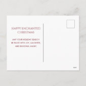 Christmas Elf in Red in Snowy Winter Forest シーズンポストカード (裏面)