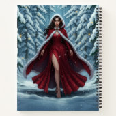 Christmas Elf in Red in Snowy Winter Forest ノートブック (裏面)