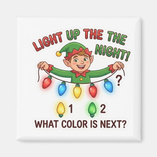 Christmas Elf Lights Pattern Logic Game Magnet マグネット (正面)