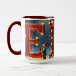 Christmas ELF Mug – Glitter Letters & Kids Holiday マグカップ