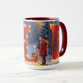Christmas ELF Mug – Glitter Letters & Kids Holiday マグカップ (正面右)