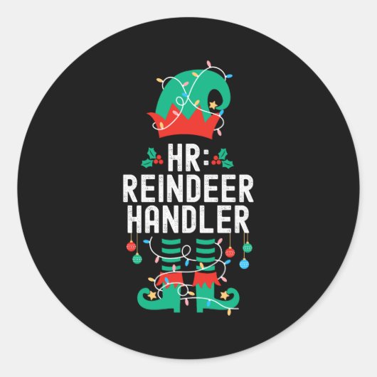 Christmas Elf Office Team Party Family Matching ラウンドシール (正面)