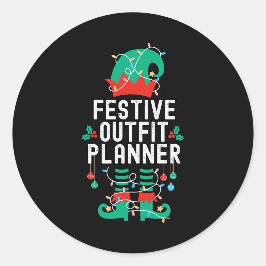 Christmas Elf Office Team Party Family Matching _1 ラウンドシール (正面)