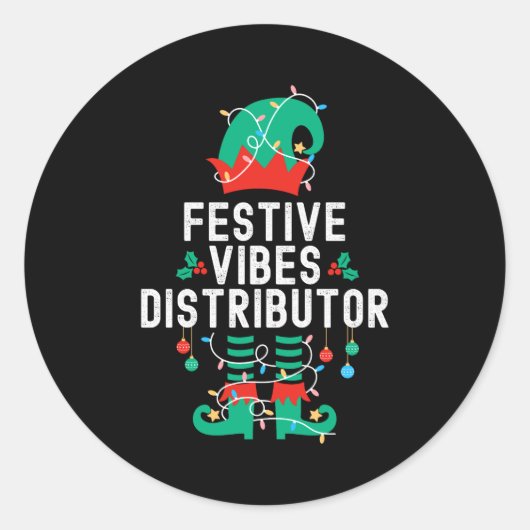 Christmas Elf Office Team Party Family Matching _2 ラウンドシール (正面)