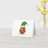 Christmas Elf Owl with Present カード (黄色い花)