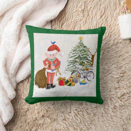 Christmas Elf Pillow クッション (ブランケット)