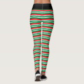 Christmas Elf Red and Green Geometric Stripes レギンス (裏面)