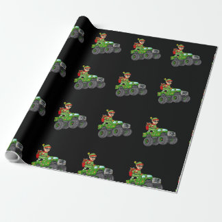 Christmas Elf Riding Monster Truck Holiday Boys Ki ラッピングペーパー