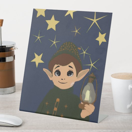 Christmas Elf Starry Night Stand-Up 台座サイン (インサイチュ)