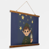 Christmas Elf Starry Night Wood Wall Tapestry 吊り下げ型タペストリー (傾斜あり)