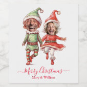 Christmas elves couple ワインラベル (シングルラベル)