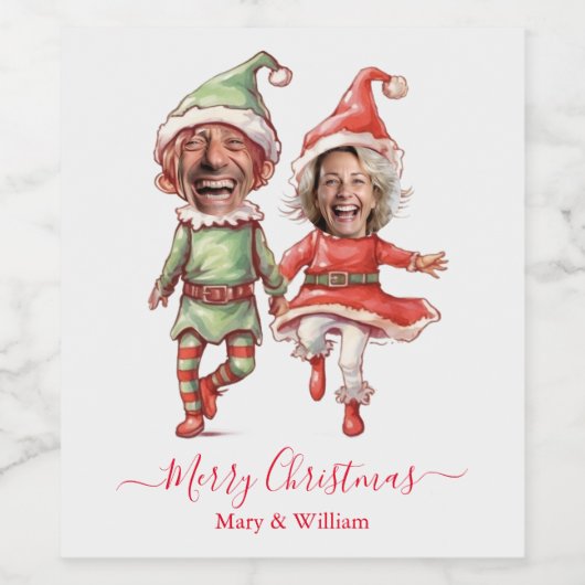 Christmas elves couple ワインラベル (シングルラベル)