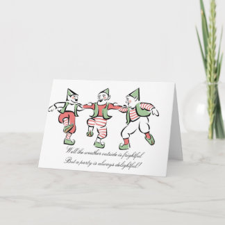 "Christmas Elves Dancing" Holiday Party Invitation 招待状