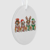 Christmas English Bulldog Dog Santa Hat Reindeer オーナメント (正面)
