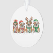 Christmas English Bulldog Dog Santa Hat Reindeer オーナメント (正面)