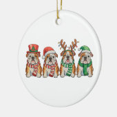 Christmas English Bulldog Dog Santa Hat Reindeer セラミックオーナメント (左)