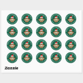 Christmas envelope seals with cute Santa monkey ラウンドシール (シート)