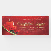 Christmas Eve Candlelight Poinsettia Red Church 横断幕 (横)