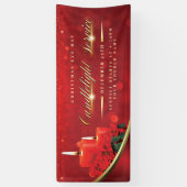 Christmas Eve Candlelight Poinsettia Red Church 横断幕 (縦)